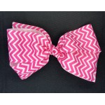 Pink (Hot Pink) Chevron Bow - 7 Inch