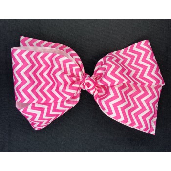 Pink (Hot Pink) Chevron Bow - 7 Inch
