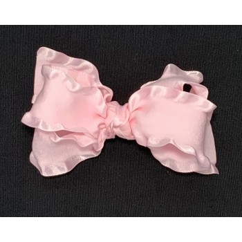 Pink (Light Pink) Double Ruffle Bow - 4 Inch