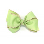 Green (Lime Juice) / 150 Pink Pico Stitch Bow - 4 Inch