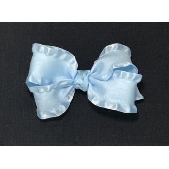 Blue (312 Blue) Double Ruffle Bow- 4 Inch
