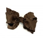 Brown Double Ruffle Bow - 4 Inch
