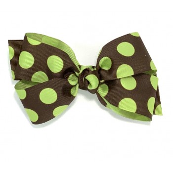Brown / Lime Juice Dots Bow - 5 Inch
