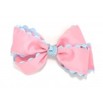Pink (150 Pink) / 312 Blue Ric Rac Bow - 5 Inch