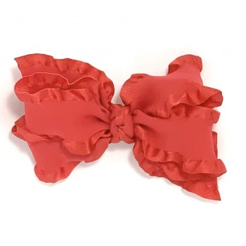 Red Double Ruffle Bow - 5 Inch