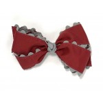 Red (Cranberry) / Gray Ric-Rac Bow - 5 Inch