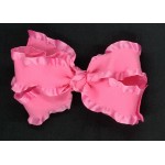 Pink (Hot Pink) Double Ruffle Bow - 5 Inch