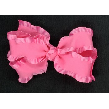 Pink (Hot Pink) Double Ruffle Bow - 5 Inch