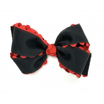 Black / Red Ric Rac Bow - 5 Inch