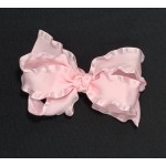 Pink (Light Pink) Double Ruffle Bow - 5 Inch