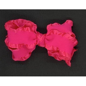 Pink (Shocking Pink) Double Ruffle Bow - 5 Inch